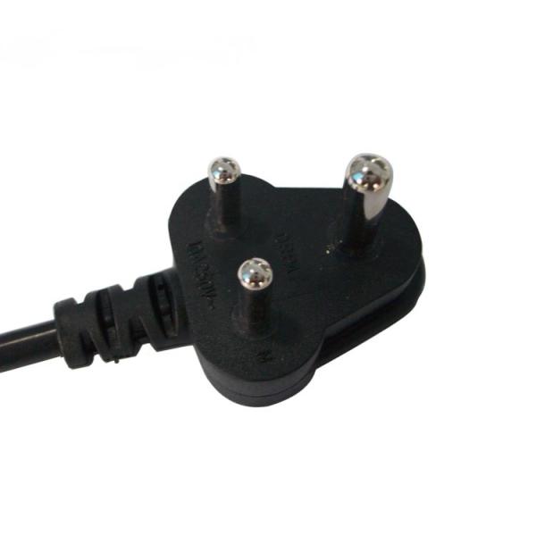 Indian AC power cord with 3-pin indian plug, South African power cord