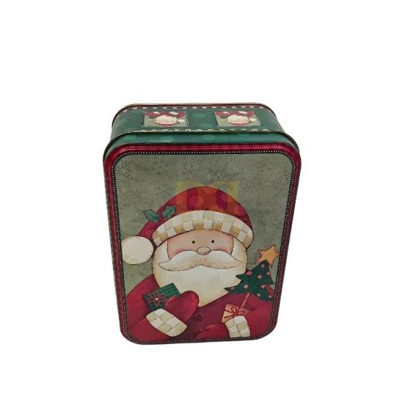 DADI Food-Grade Festive Rectangular Biscuit Tin Box Christmas Tree Chocolate with Matte Finish and Embossed Santa Reindeer Design