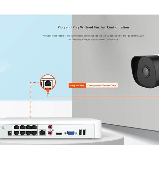 16 Channel PoE HD Network Video Recorder 4K UHD 250m Long-Distance H.265 Compression App at 10/100Mbps Transmission Rate