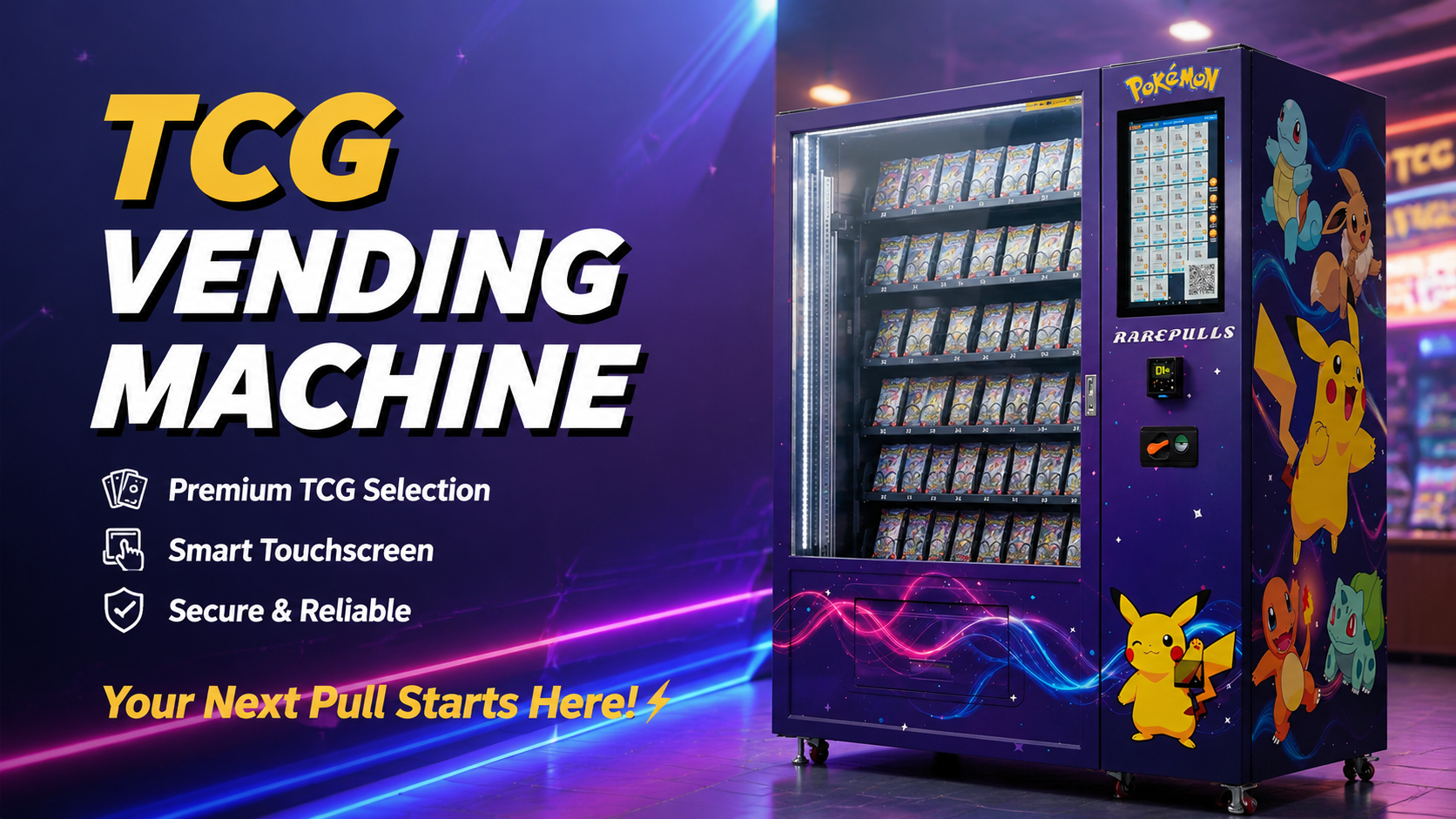 Toy Vending Machine for Dispensing Collectible Card Packs Offering Enhanced Browsing and Multiple Pack Purchase Capabilities