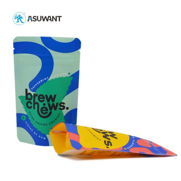 Colored Digital Printing Coffee Tea Bags Ziplock Stand Up Kraft Paper Pouch