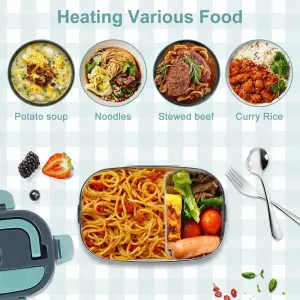 1.5L Capacity Stainless Steel Electric Food Warmer Lunch Box For Your On-the-Go Meals