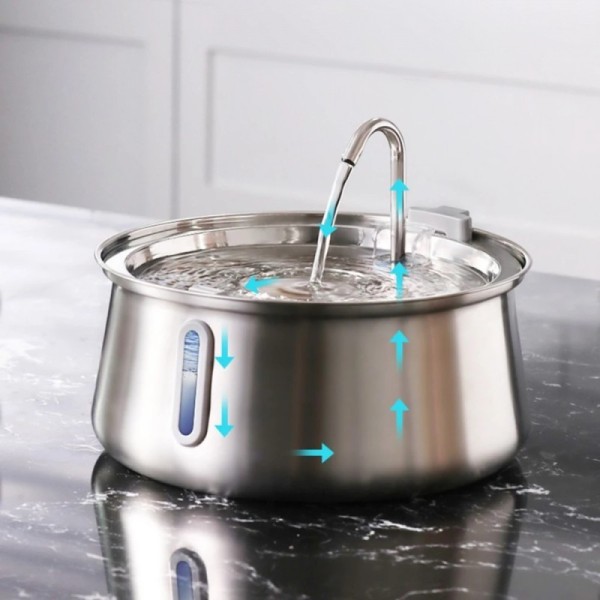 Large Capacity Pet Water Fountain Automatic Stainless Steel Cat Drinking Dispenser