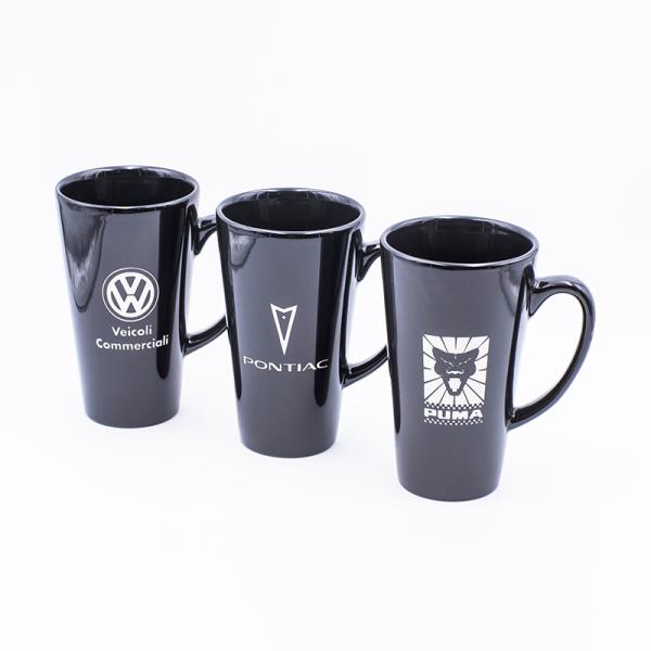 Black Branded Coffee Mugs With Sandblasting Dia8.9*5.8cm 15.2cm 450ml For Car Enthusiast