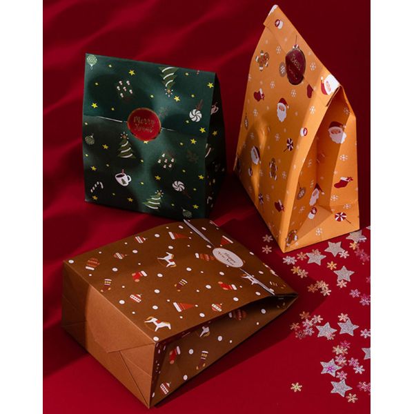 SGS PMS Kraft Christmas Gift Packing Box Biscuit Candy Snack Packaging Bag
