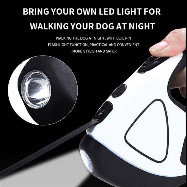 Small Medium Lighted Dog Leash Retractable 10ft 16ft Extendable Dog Lead With Torch