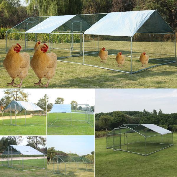 3x6x2m Chicken Run Walk in Chicken Cage Poultry Pet Coop for Rabbit Hen House Pen Metal Chicken Cage in Grey