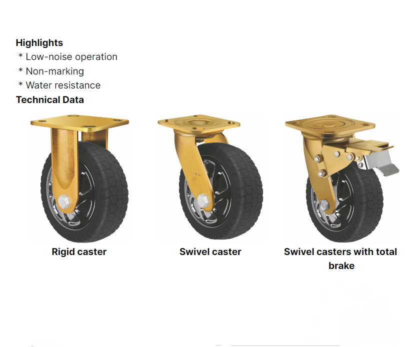 Heavy-Duty 6-Inch Diameter Anti-Slip Elastic TPR Caster Wheels for Industrial Machinery