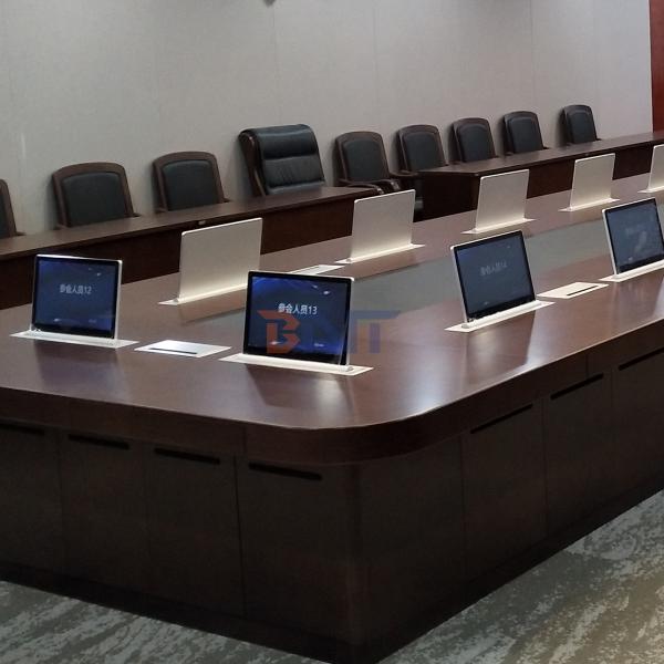 Conference Table Pop up LCD Monitor Lift BNT 17 3 Retractable Touch Screen