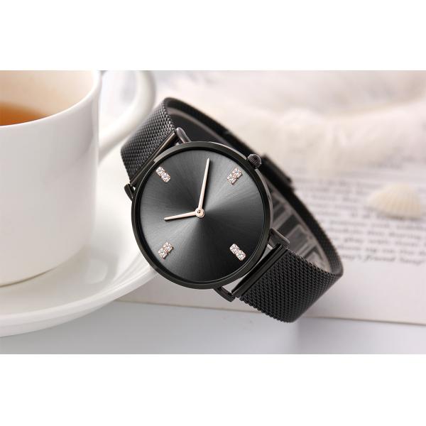 Quick Release Mesh Band Quartz Stainless Steel Watch PVD Black Water Resistant