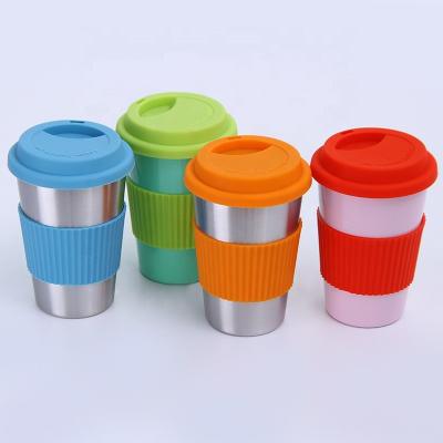 copo de aço inoxidável da garrafa térmica do café empilhável de 8oz 12oz 16oz com tampa do silicone