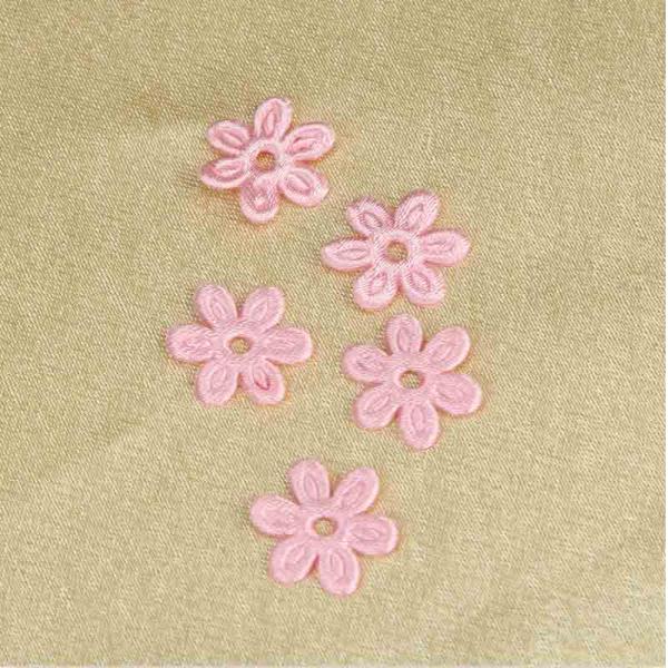 Pink Satin Ultrasonic Embossing Flowers Crafts Party Decoration Cloth Appliques
