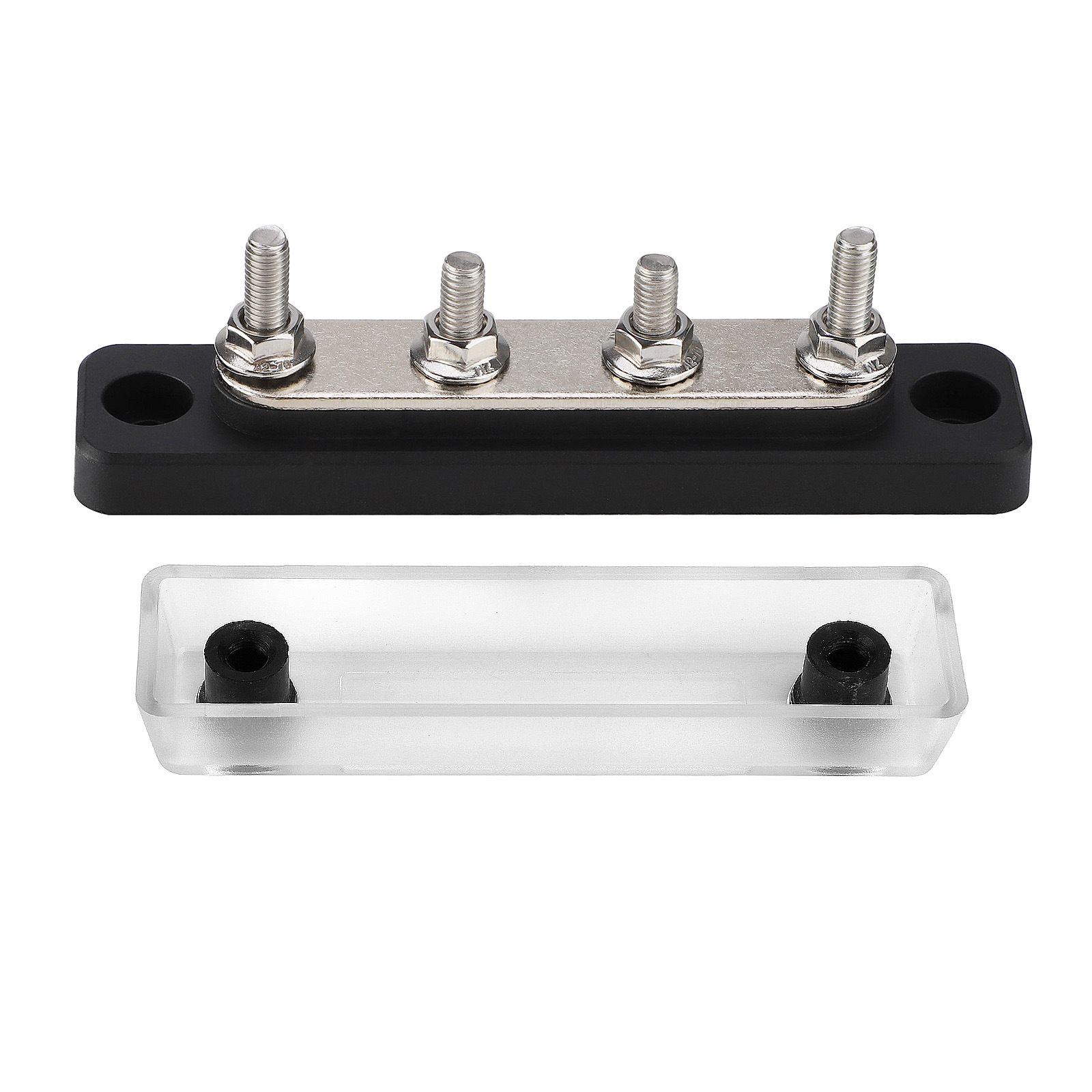 4 Way 100A Black Bus Bar Power Distribution Block for RV Marine Solar Applications