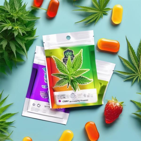 Standing Zipper Weed Bag Custom Recycle PE Marijuanna Packaging For Edible CBD Food Gummy