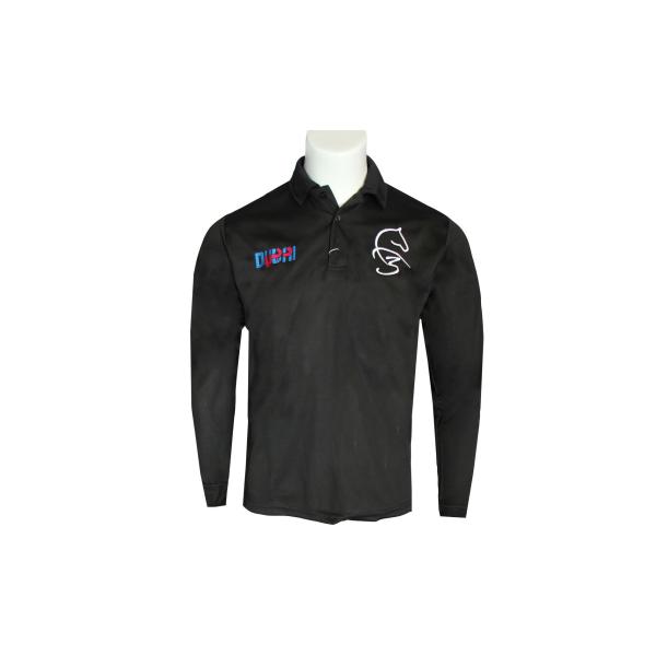 100% Polyester Men Long Sleeves Shirt With Embroidery Lapel Collar