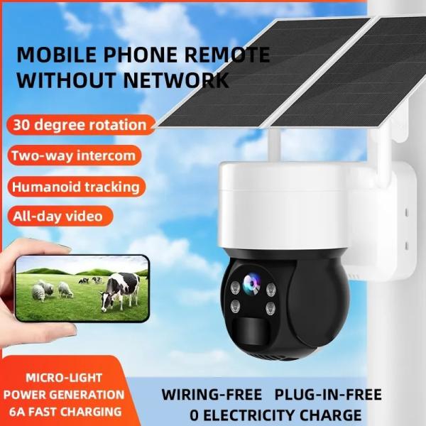 High Capacity Battery 3MP 4MP HD Camera 4G LTE Sim Outdoor Solar Powered for Garden Yard