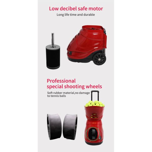 Красная черная емкость шариков ПК поддержки 160 машины стрельбы теннисного мяча цвета для тренировки практики