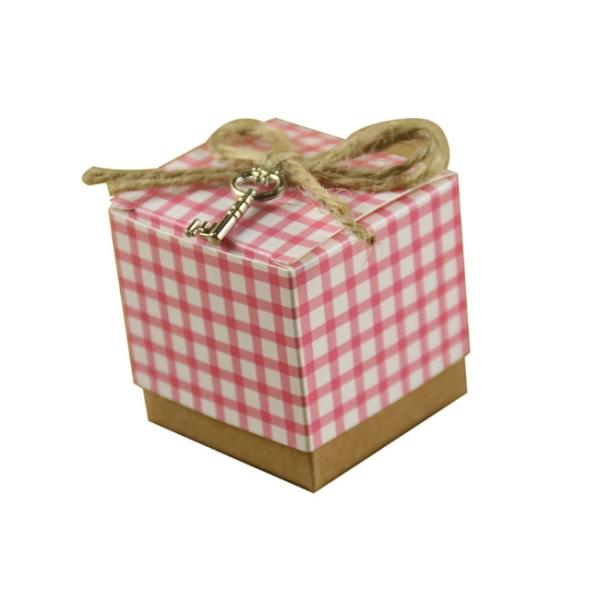 Винтажная коробка бумаги пищевого контейнера бумажной подарочной коробки решетки 260g Kraft с пеньковой веревкой