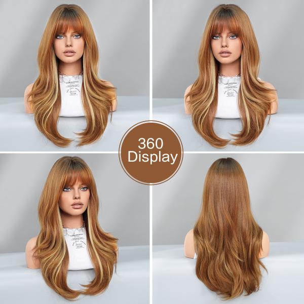 Fashion Long Body Wave Highlighted Hair Blonde Synthetic Wigs For Women