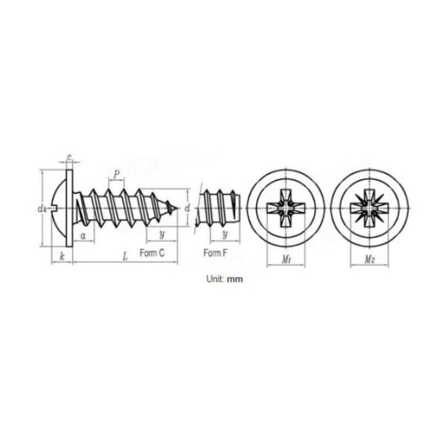 DIN968 Pan with washer attached head cross self tapping screws