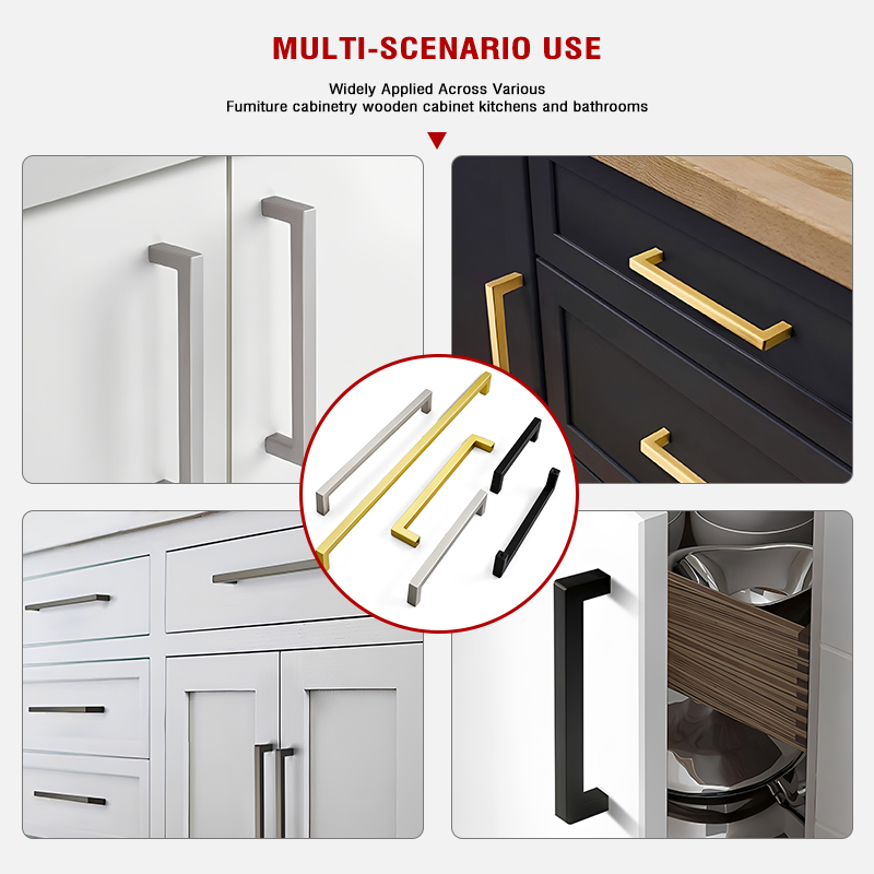 Modern Minimalist Customized Die-cast Stainless Steel square Handles for Cabinet Wardrobe Door and Drawer Furniture Hardware