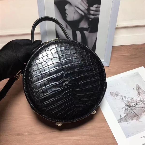 Authentic Crocodile Belly Skin Women Small Circular Purse Genuine Alligator Leather Lady Mini Handbag Cross Shoulder Bag