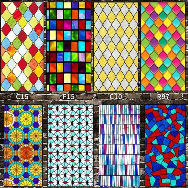 Custom Style Stained Glass Decorative Film Static Cling Privacy Window Sticker