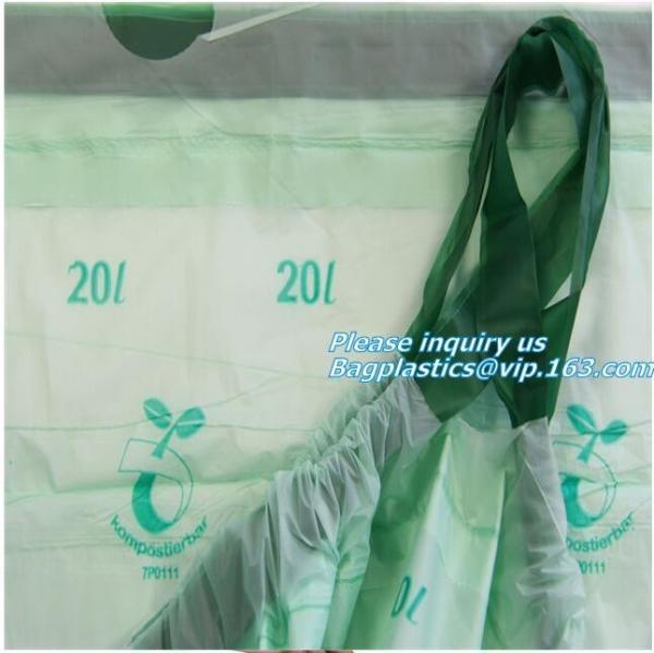 En13432 certitified biodegradable and compostable eco friendly punch hole plastic bag for shopping, drawstring bags for