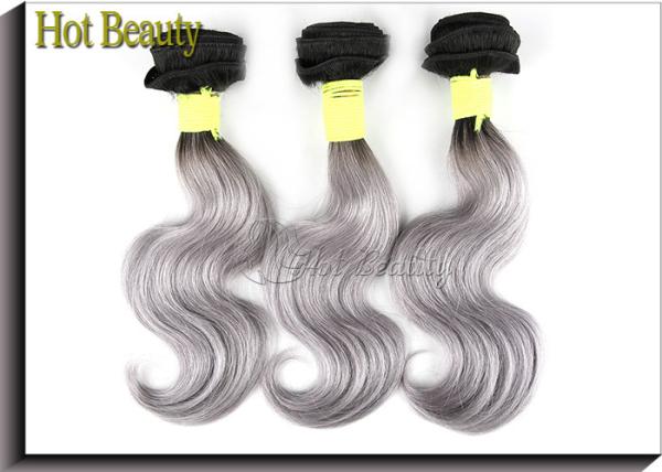 Silver Grey 100 Virgin Brazilian Hair Bundles , Grade Deep Wave Human Hair 6a Weft