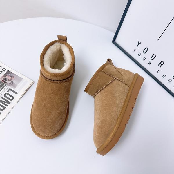 Winter Cowhide Snow Boots Plus Velvet Genuine Leather Short Boots Waterproof Non-Slip Outdoor Warm Cotton Shoes