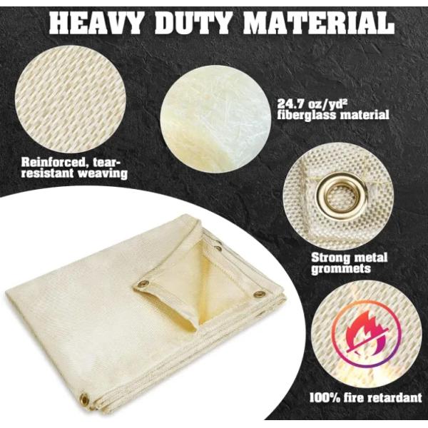 Cubierta de soldadura 100% retardante de llama 6x8 pies 2 paquetes con guantes de protección para las manos