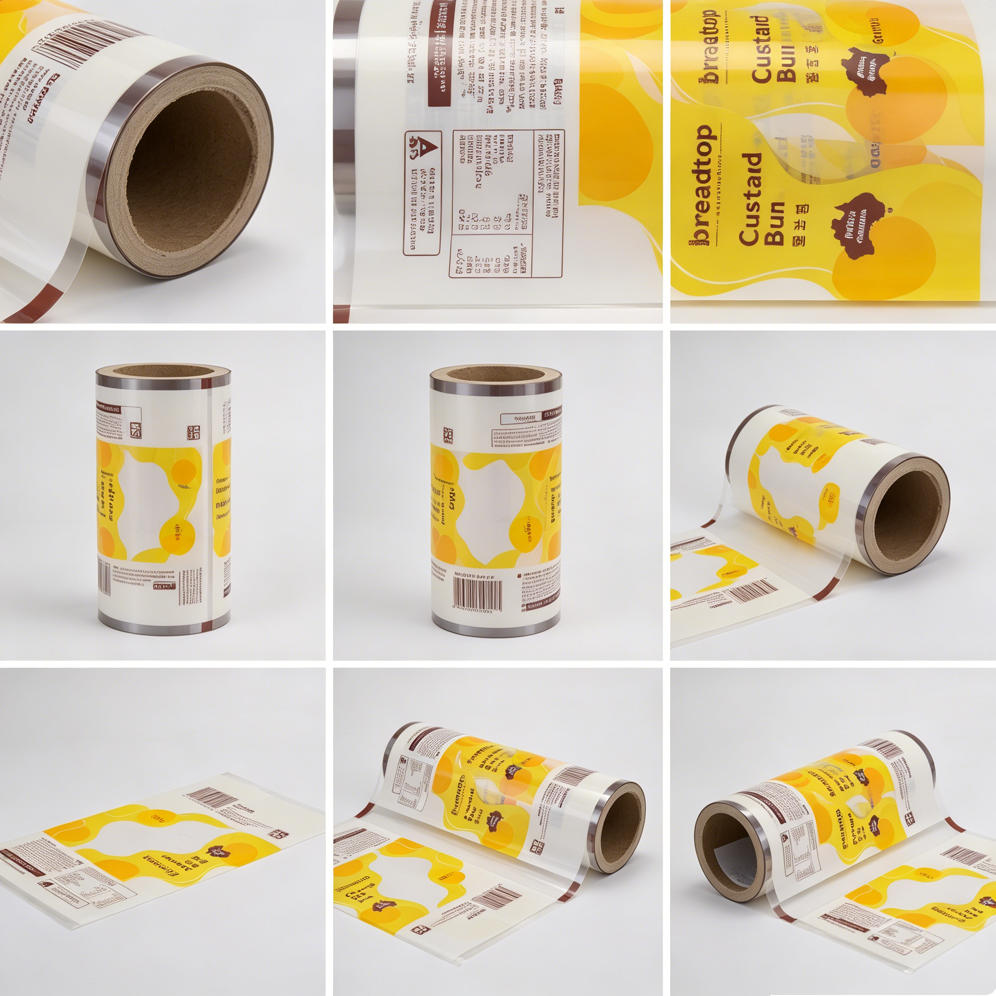 Food Grade Laminated Packaging Roll Film For Custard Bun Cream Filled Bread | BOPP/CPP PET/PE Automatic Packing Roll Stock For Bakery Pastry OEM Custom Printed