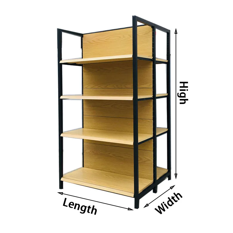 Простые бесплатные полки супермаркетов Витрины шкафы Многоэтажные стальные деревянные полки