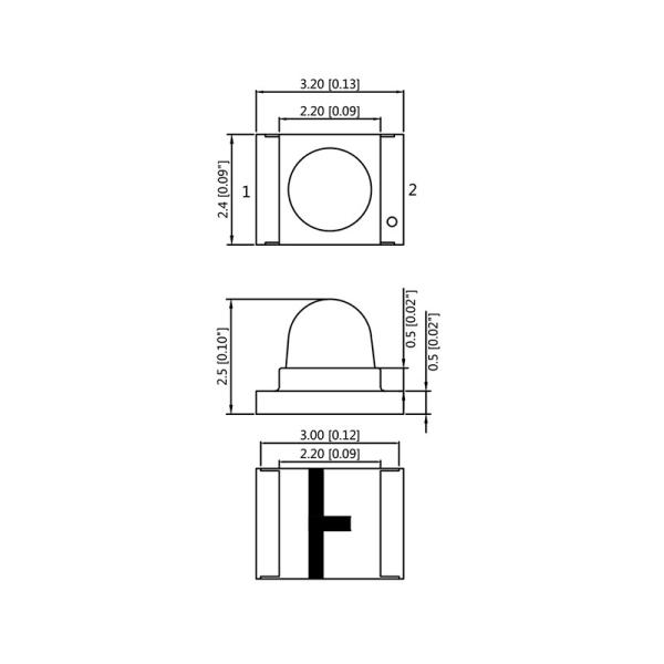 Dome Water Transparency Lens Chip SMD LED Yellow Emitting Color