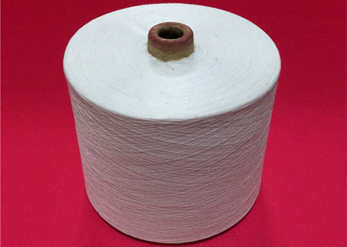 Virgin Polyester Spun Yarn , Ne30 Raw White Ring spun polyester yarn For Weaving