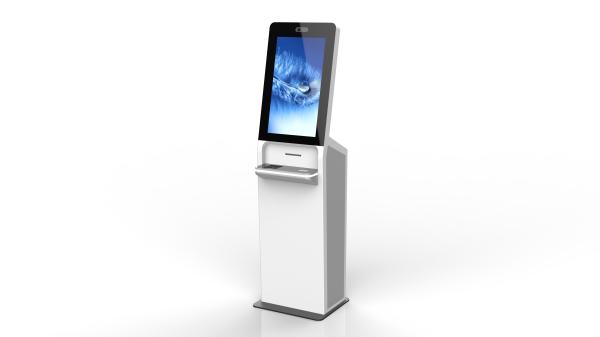 23.8-Inch Self-Service Airport Kiosk with Boarding Pass Printer, ID Card Reader, and QR Code Scanner