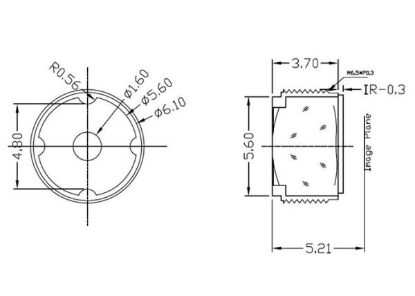 1/3 4.3mm F2.4 5Megapixel M6.5x0.25 mount non-distortion lens, smart phone lens