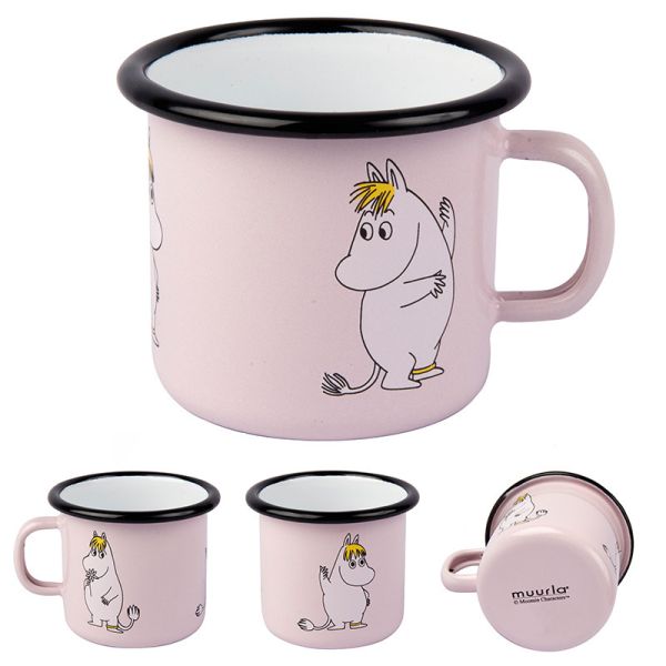 Enamel Coating Double Coating Nordic Style Thickened Metal Steel Mug Custom Cartoon Pattern Christmas Gift Mug 8x8cm