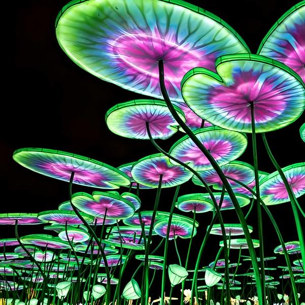 Color Changing Iron Wire Lotus Leaf Light for Shopping Mall Decorations