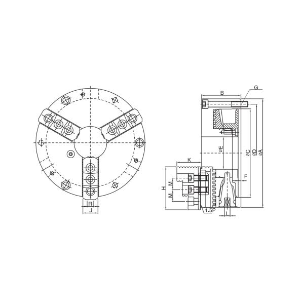 NT 3 JAW STEEL BODY CHUCKS