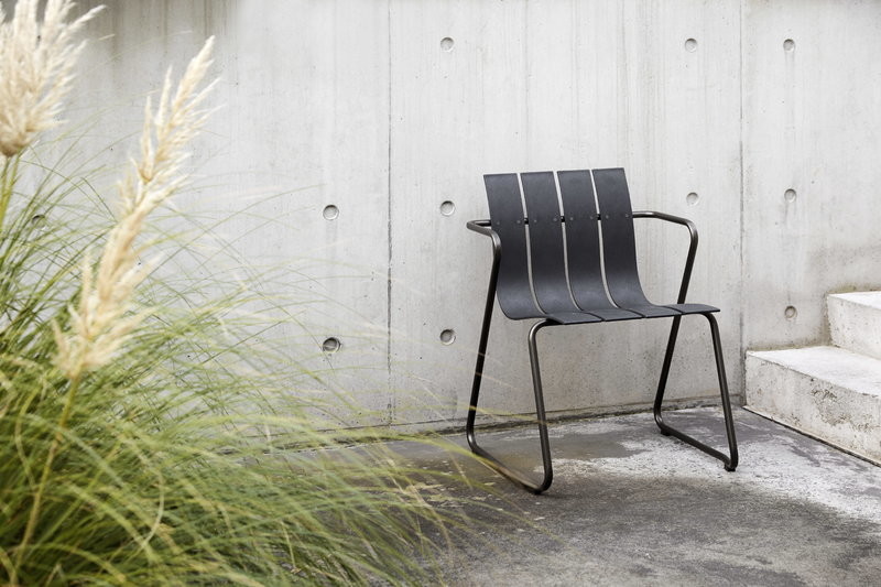 Metal Steel Garden Chair Set with Minimalist Design Plastic Wood Armchair by AJUNION