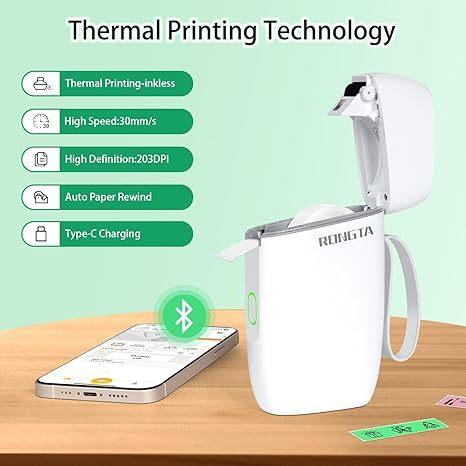 Maker Machine with Tape, Bluetooth R5 Label Printer, Wireless Mini Label Makers with Multiple Templates for Organizing Office Home
