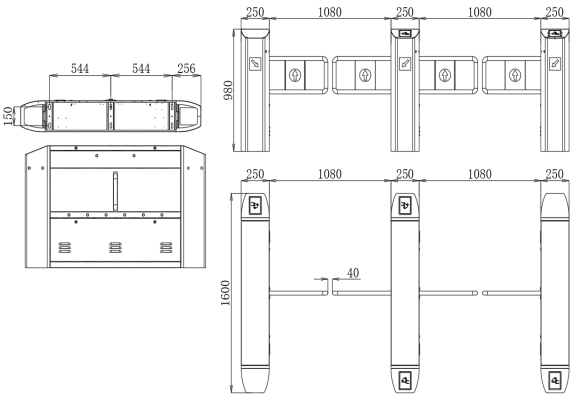 Torniquetes eletrônicos luxuosos da porta de balanço de Speedstile para prédios de escritórios
