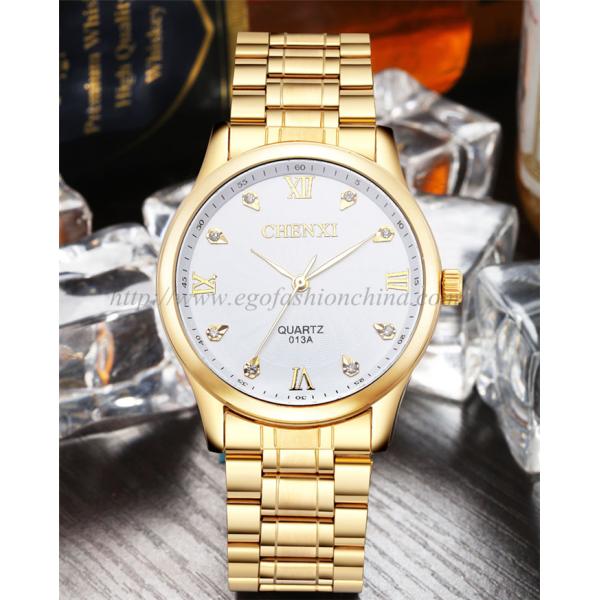 013 Full Gold Stainless Steel Watches Man Watch Quartz Watch Casual Dress Watch Roma Watch