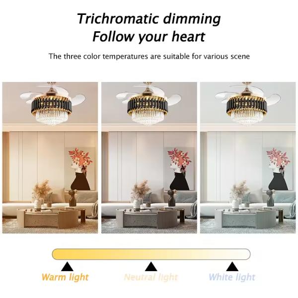 Smart Chandelier Ceiling Light and Fan Luxury Bedroom Crystal Chandelier Ceiling Led Fan Light Luxury Ceiling Fan Led with Light