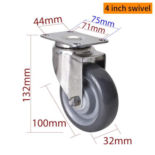 EDL 4Inch Stainless Steel Medium Duty Caster With Durable  Wheel Loading 150Kg S544P-75