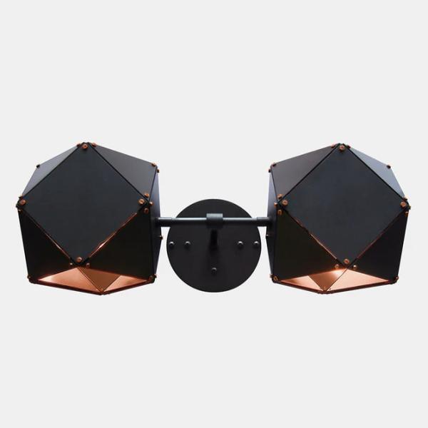 Nordic Art Welles Stell Ddouble Head Sconce Creative Metal Texture Black and White Geometric Wall Lamp
