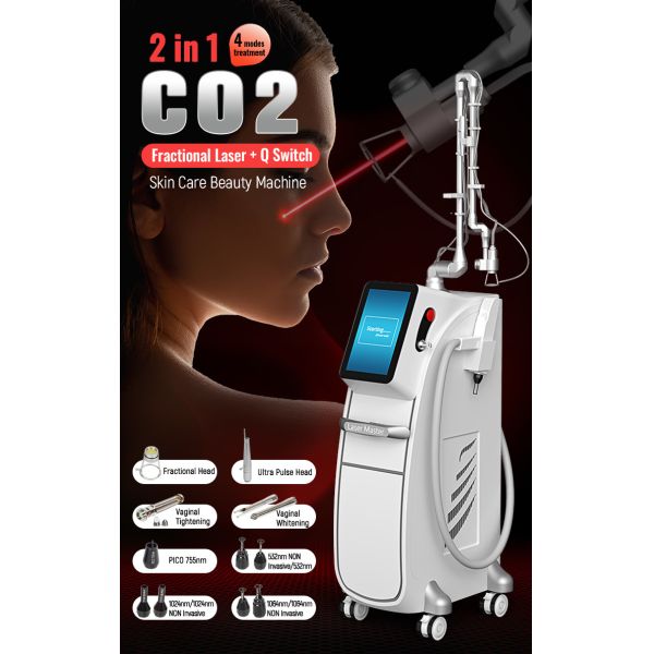 2in1 Acne Treatment Fractional Co2 Laser Tattoo Removal Q Switch Laser Machine