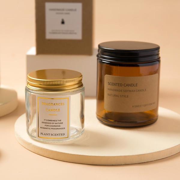 Espaço livre cosmético de vidro Amber Straight Side Glass Jar dos recipientes 4oz 8oz 16oz com tampa