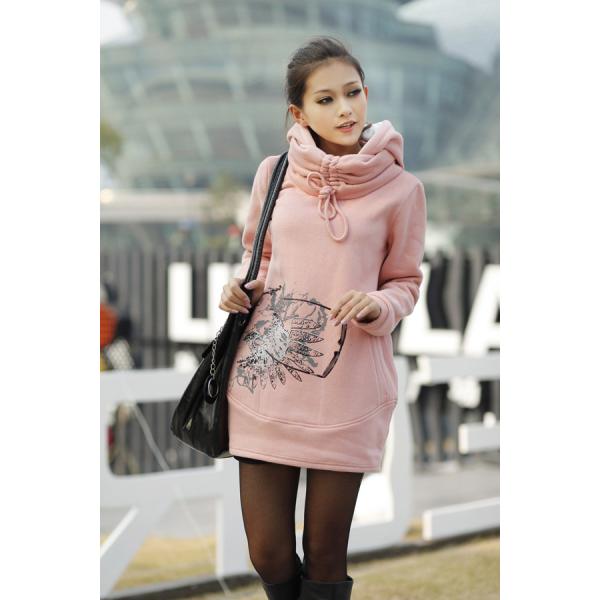 Фуфайки дам осени с капюшоном, вышитый OEM хлопка